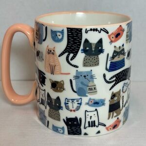 Cat Themed Ceramic Coffee Mug Oversized 14 ounce with assorted cats & kittens